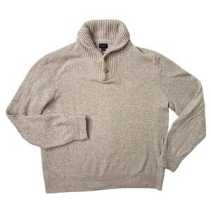 J. Crew Rugged Merino Wool Blend Two-Button Shawl-Collar Pullover Tan Men's XL